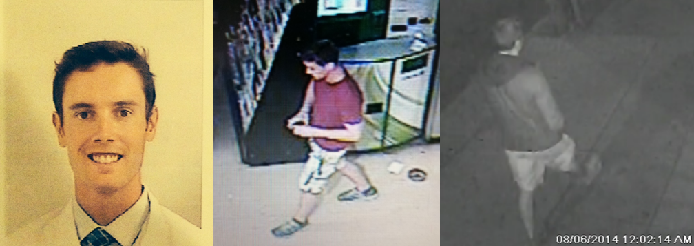 Derek and security camera images from the night he disappeared
